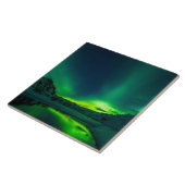 Verbluffende groene aurora tegeltje (Zijkant)
