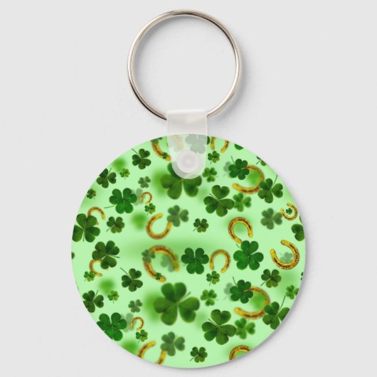 Verbluffende groene klaver, Hoefijzer, goed slot Sleutelhanger (Voorkant)