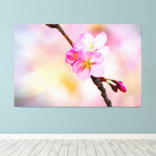 Verbluffende groep Sakura-bloemen in het voorjaar Canvas Afdruk (Insitu (Houten vloer))