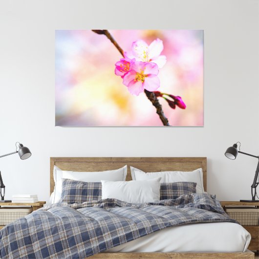 Verbluffende groep Sakura-bloemen in het voorjaar Canvas Afdruk (Insitu (Slaapkamer))