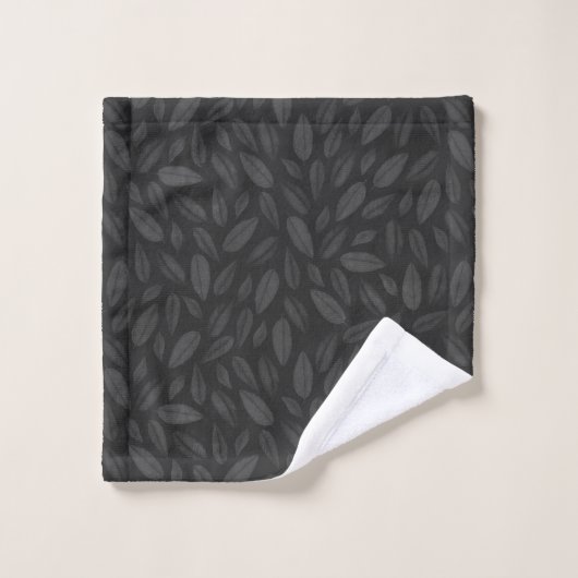Verbluffende houtskool & zwart bladpatroon bad handdoek (Wasdoekje)