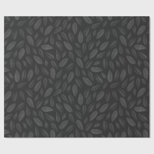 Verbluffende houtskool & zwart bladpatroon cadeaupapier (Vlak)