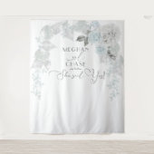 Verbluffende ijsblauwe en witte rozenboog wandkleed (Voorkant)