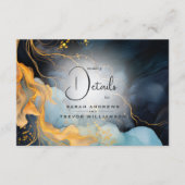 Verbluffende Indigo Blue en Gold Abstract Informatiekaartje (Voorkant)