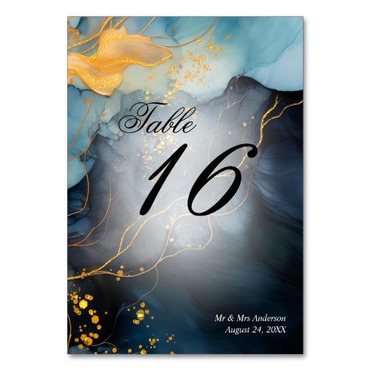 Verbluffende Indigo Blue en Gold Abstract Kaart (Voorkant)