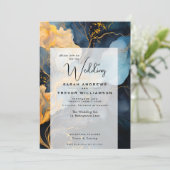 Verbluffende Indigo Blue en Gold Abstract Kaart (Staand voorkant)