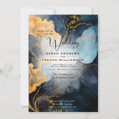 Verbluffende Indigo Blue en Gold Abstract Kaart (Voorkant)