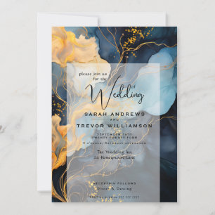 Verbluffende Indigo Blue en Gold Abstract Kaart