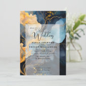 Verbluffende Indigo Blue en Gold Abstract Kaart (Staand voorkant)