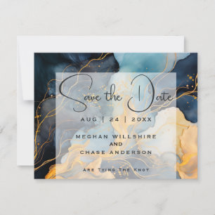 Verbluffende Indigo Blue en Gold Abstract Kaart