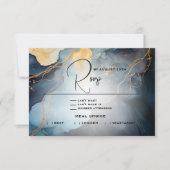 Verbluffende Indigo Blue en Gold Abstract RSVP Kaartje (Voorkant)