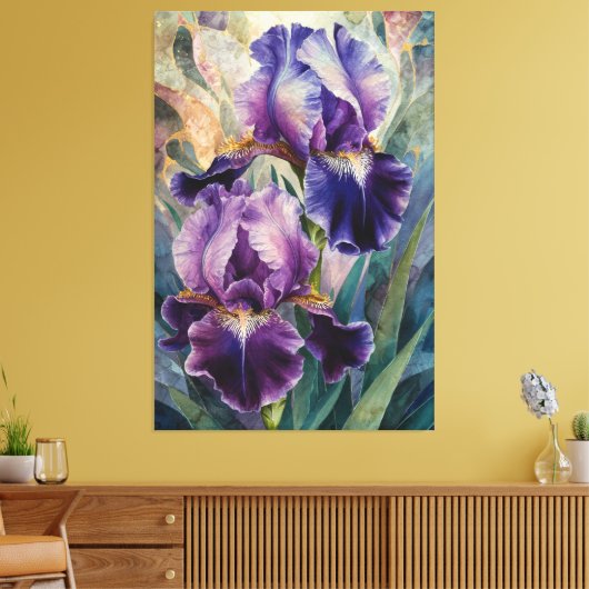 *~* Verbluffende Iris Bloem Artsy Iris Schilderen Canvas Afdruk (Insitu (Woonkamer))