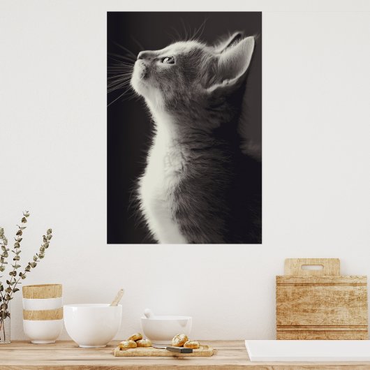 Verbluffende jonge kitten side uitzicht portret ui poster (Keuken)