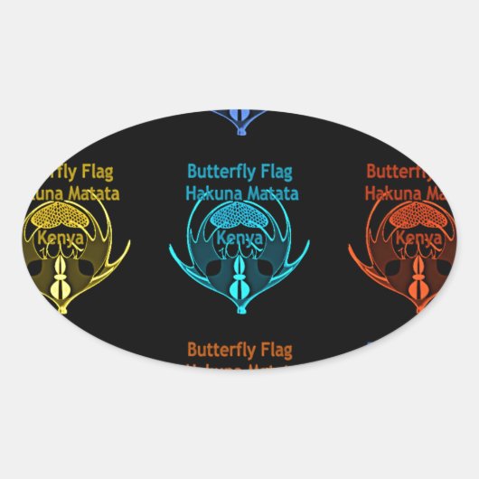 Verbluffende Keniaanse vlinder vlag typografie Ele Ovale Sticker (Voorkant)