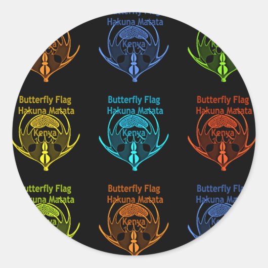 Verbluffende Keniaanse vlinder vlag typografie Ele Ronde Sticker (Voorkant)
