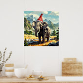 Verbluffende Kerstmis Olifant Schilderen Poster (Keuken)