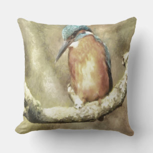 Verbluffende kingfisher in Waterverf Kussen