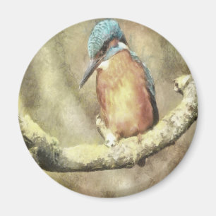 Verbluffende kingfisher in Waterverf Magneet