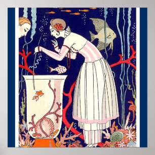 VERBLUFFENDE KLEINE VIS ,ART DECO SCHOONHEID MODE POSTER