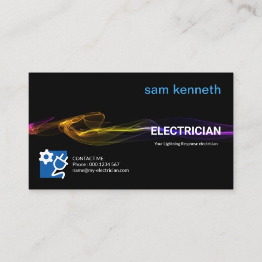 Verbluffende kleurrijke bliksem-elektricien visitekaartje (Voorkant)