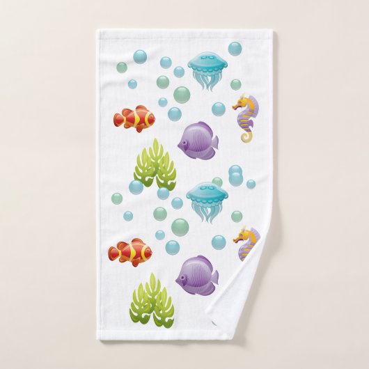 Verbluffende kleurrijke cartoon van het leven in z bad handdoek (Handdoek)