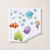 Verbluffende kleurrijke cartoon van het leven in z bad handdoek (Wasdoekje)