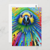 Verbluffende kleurrijke Splatter Paint Parrot Briefkaart (Voorkant / Achterkant)