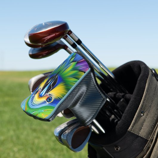 Verbluffende kleurrijke Splatter Paint Parrot Golfheadcover (Insitu)