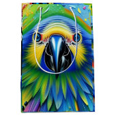 Verbluffende kleurrijke Splatter Paint Parrot Medium Cadeauzakje (Voorkant)