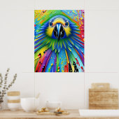 Verbluffende kleurrijke Splatter Paint Parrot Poster (Keuken)