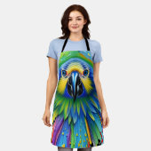 Verbluffende kleurrijke Splatter Paint Parrot Schort (Gedragen)