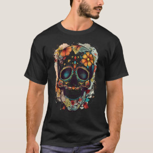 Verbluffende kleurrijke suikerschedel t-shirt