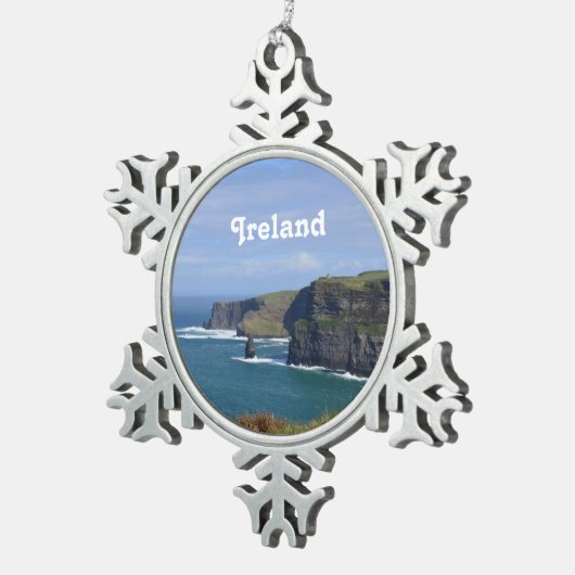 Verbluffende kliffen van Moher Tin Sneeuwvlok Ornament (Rechts)