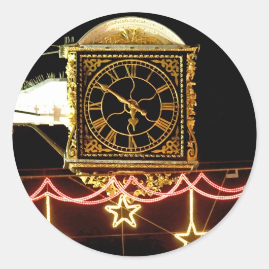 Verbluffende klok bij Kerstmis Ronde Sticker (Voorkant)