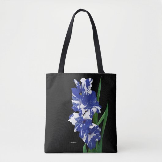 Verbluffende koninklijke blauwe en witte Gladiolus Tote Bag (Voorkant)