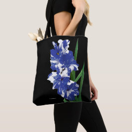 Verbluffende koninklijke blauwe en witte Gladiolus Tote Bag