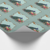 Verbluffende kwaliteit blauw/groene pauw -  omhull cadeaupapier (Hoek)