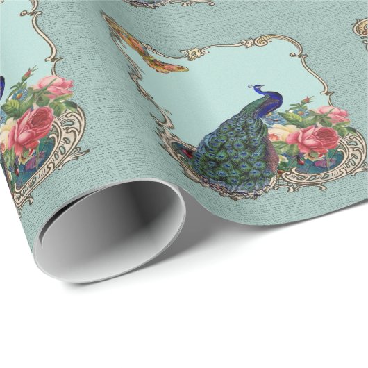 Verbluffende kwaliteit blauw/groene pauw -  omhull cadeaupapier (Rol Hoek)