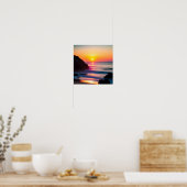 Verbluffende levendige digitale zonneprint in kleu poster (Keuken)