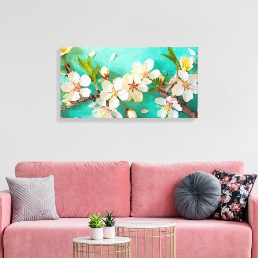 Verbluffende levendige kersenbloesems canvas afdruk (Insitu (Woonkamer))
