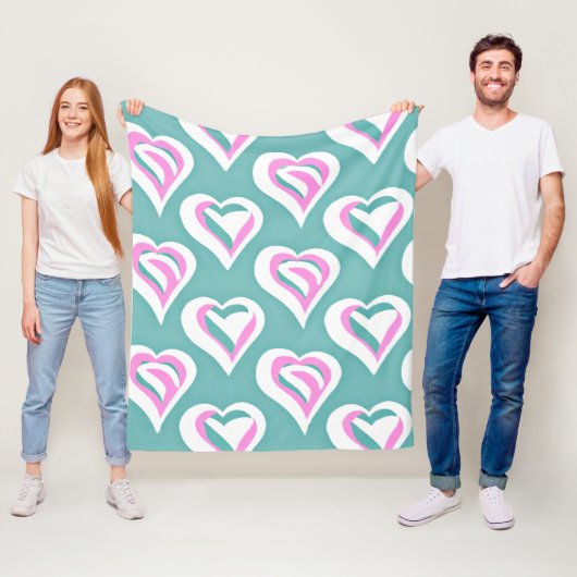Verbluffende liefde hart patroon fleece deken (In situ)