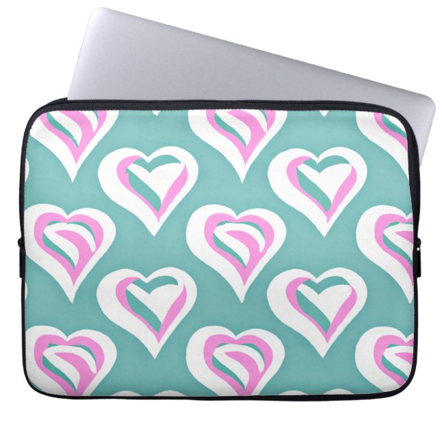 Verbluffende liefde hart patroon laptop sleeve (Voorkant)