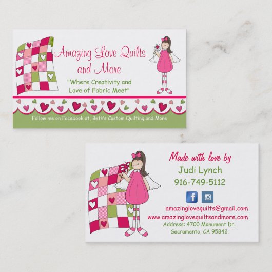 Verbluffende liefdesquilt 2, aangepast Visitekaart Visitekaartje (Voorkant / Achterkant)