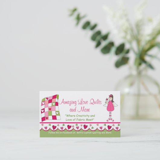 Verbluffende liefdesquilt 2, aangepast Visitekaart Visitekaartje (Staand voorkant)