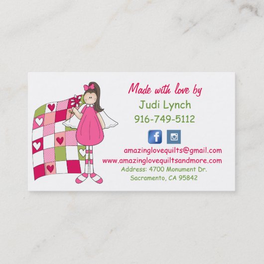 Verbluffende liefdesquilt 2, aangepast Visitekaart Visitekaartje (Achterkant)