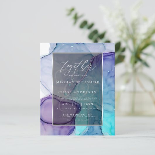 Verbluffende Lila Aqua Liquid Abstracte Ink (Staand voorkant)