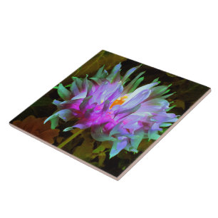 Verbluffende magenta en Lime Green Cactus Dahlia Tegeltje
