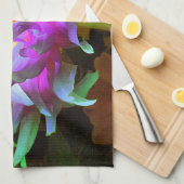 Verbluffende magenta en Lime Green Cactus Dahlia Theedoek (Quarter Fold)