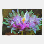 Verbluffende magenta en Lime Green Cactus Dahlia Theedoek (Horizontaal)