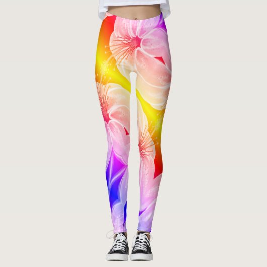 Verbluffende meerkleurige liemenbloem leggings (Voorkant)